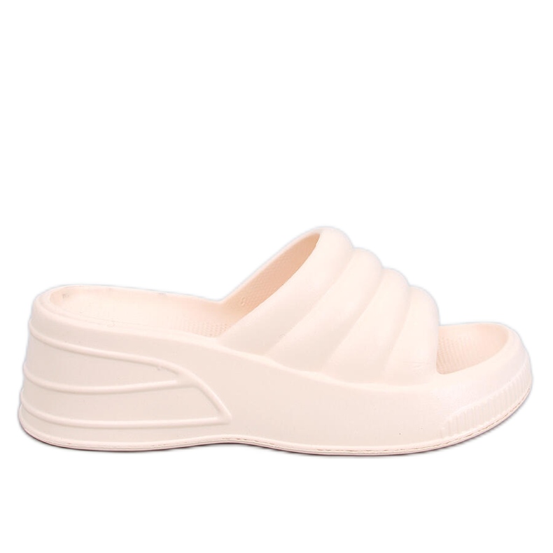 Diames Beige Schaumstoff-Keilsandalen