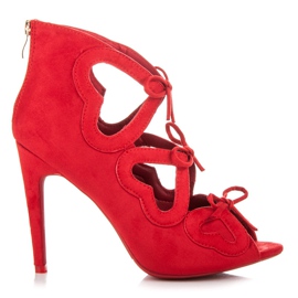 Vices Damensandalen zum Schnüren rot