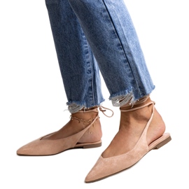 Leaia beige Ballerinas zum Schnüren mit offenem Absatz