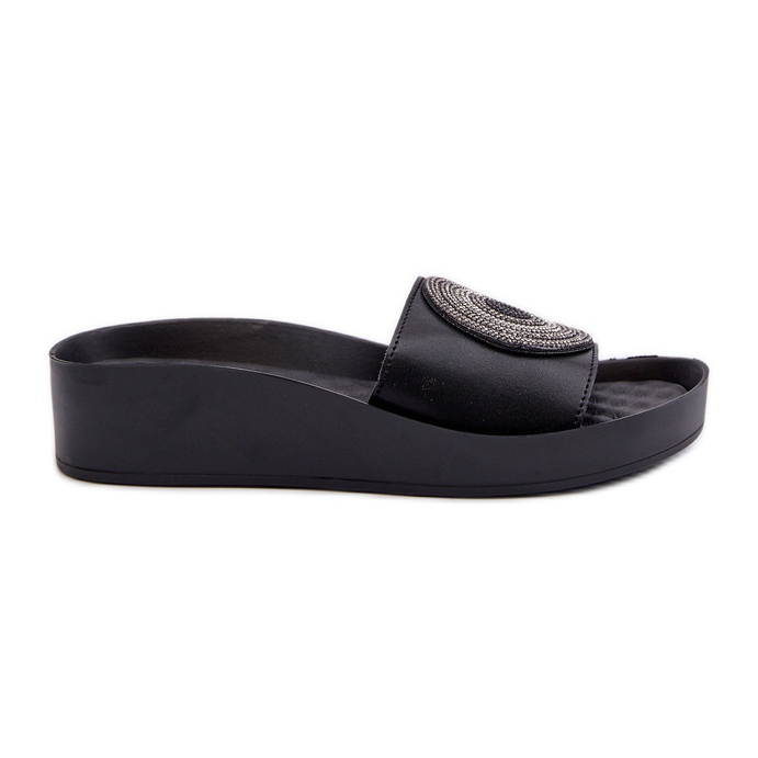 Damen-Flip-Flops aus Leder mit Verzierung S.Barski KV27-019 Schwarz