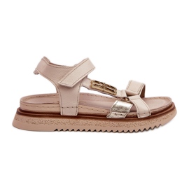 Zazoo 50103 Damen-Ledersandalen auf der Plattform, Beige