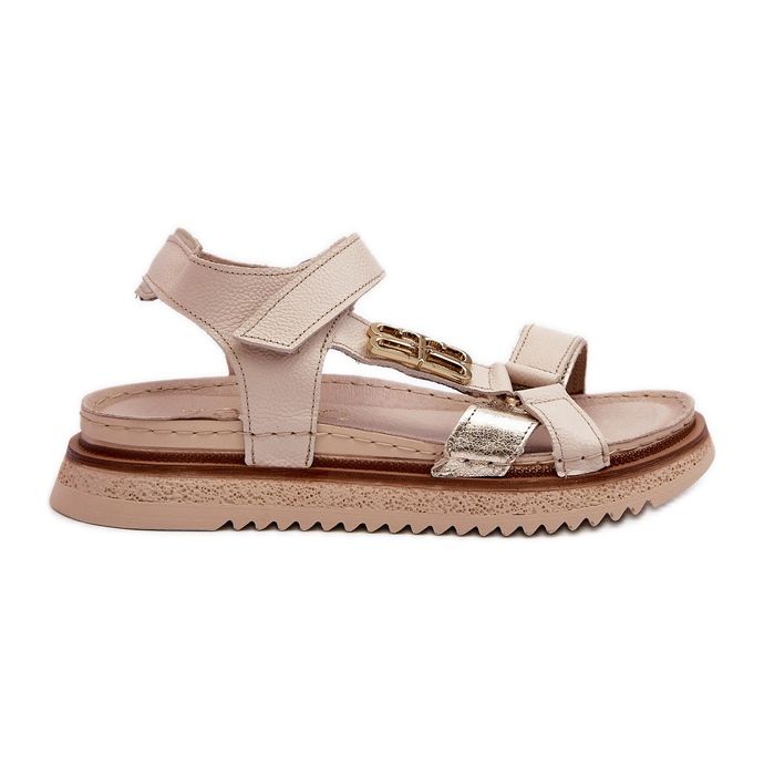 Zazoo 50103 Damen-Ledersandalen auf der Plattform, Beige