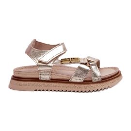 Zazoo 50103 Damen-Ledersandalen auf der Plattform, Gold golden