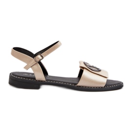 Damensandalen mit Verzierung S.Barski KV27-045 Gold golden