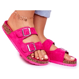 EVE Damenhausschuhe aus Kork mit Schnallen Fuchsia Si Senor rosa