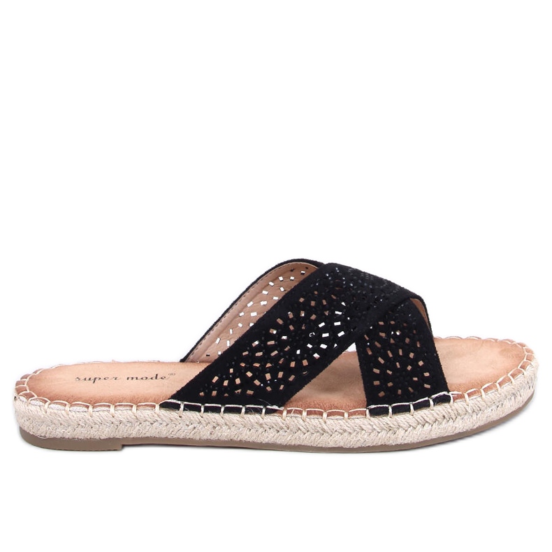 Bakou Schwarze Espadrille-Flip-Flops für Damen