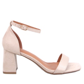 Beigefarbene Gaseti-Sandalen mit hohen Absätzen