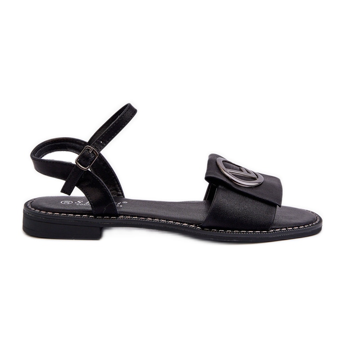 Damensandalen mit Verzierung S.Barski KV27-045 Schwarz