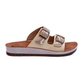 Bequeme Damen-Flip-Flops mit Schnallen Inblu CP000045 Gold golden