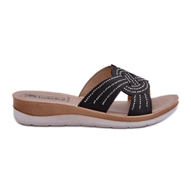 Bequeme Damen-Flip-Flops mit Zirkonias Inblu BV000037 Schwarz