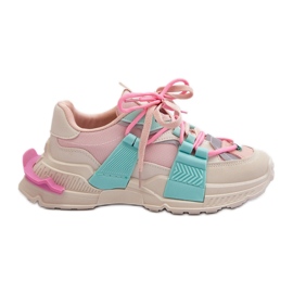 Modische Schnür-Sportschuhe für Damen Pink-Mint Chillout! beige