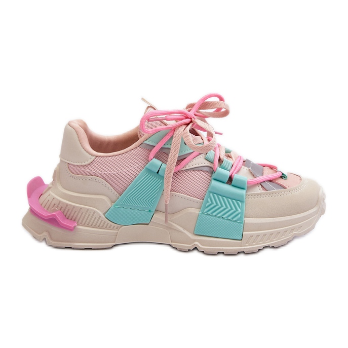 Modische Schnür-Sportschuhe für Damen Pink-Mint Chillout! beige