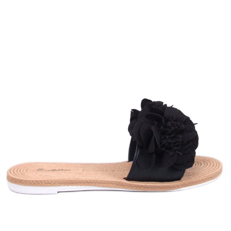 Weiche Flip-Flops mit Diaye Black-Blumen schwarz