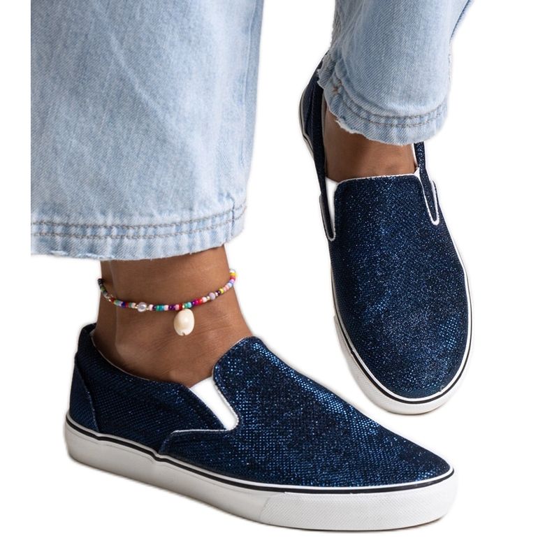 Marineblaue, glänzende Sneakers von Lublubah
