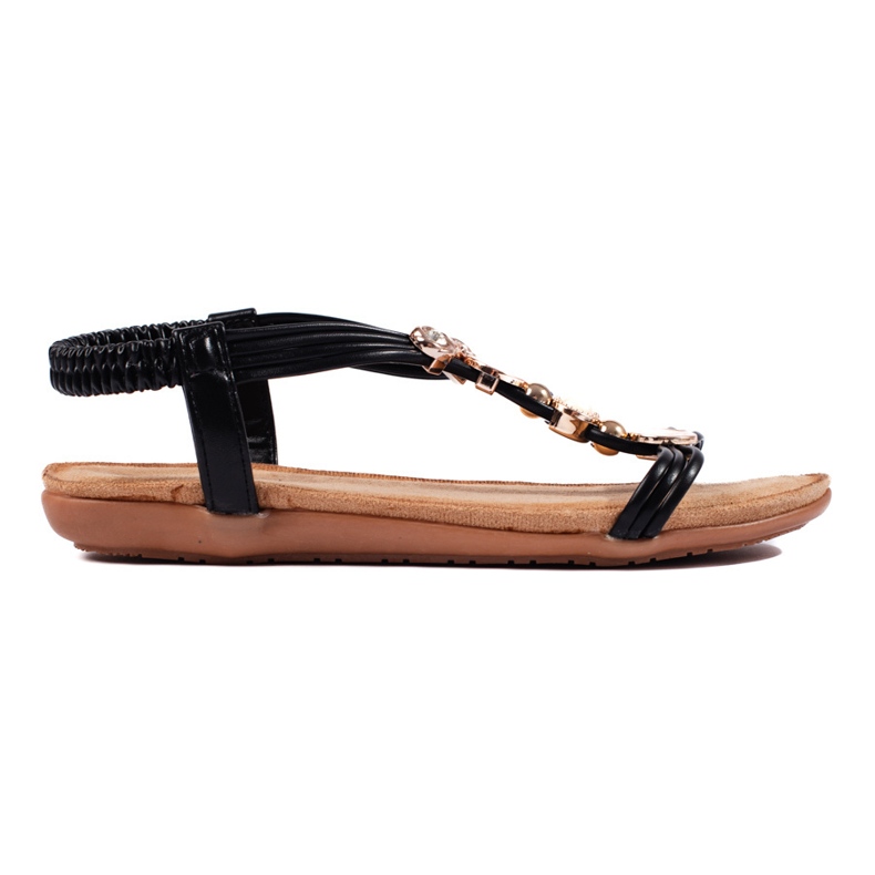 Schwarze, flache, leichte Sandalen