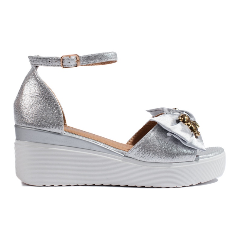 Silberne Keilsandalen silber-