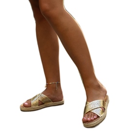 Goldene durchbrochene Hausschuhe Awet