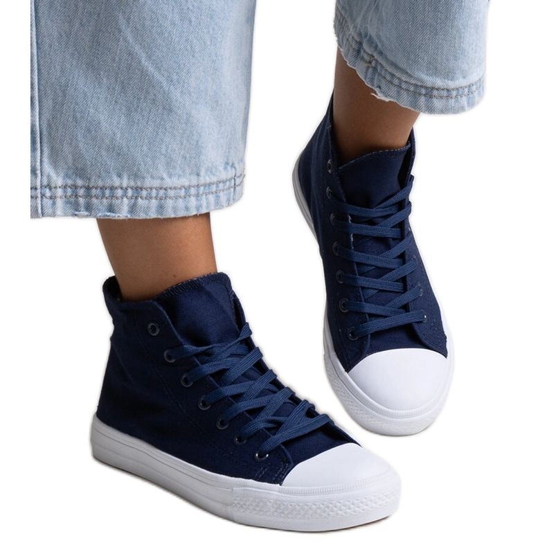 Bez marki Marineblaue High-Top-Sneaker von Ghanem