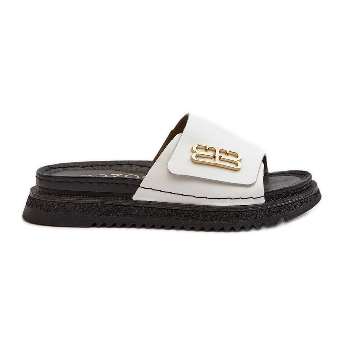 Zazoo 50101 Damen-Leder-Flip-Flops auf Plateau, Weiß