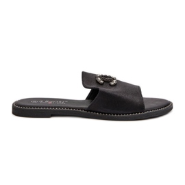 Elegante glänzende Damen-Flip-Flops mit Verzierung S.Barski KV27-050 Schwarz