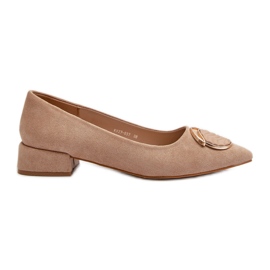 Pumps mit niedrigem Absatz aus Öko-Wildleder S.Barski KV27-037 Beige