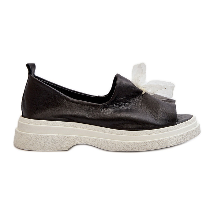 Zazoo 2939 Damen Ledersandalen mit Schleife, Schwarz