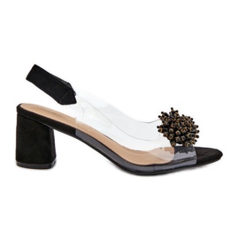 Damen-Sandalen mit hohem Absatz und transparentem Obermaterial, Schwarz Aleola