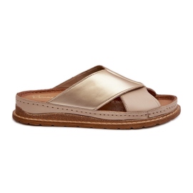 Lederprofilierte Flip-Flops Maciejka 04986-04 Gold-Beige