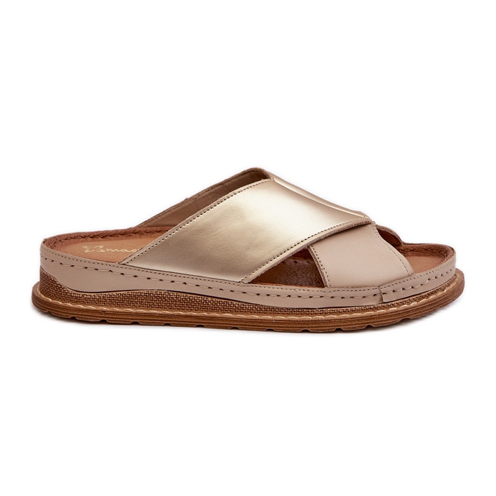 Lederprofilierte Flip-Flops Maciejka 04986-04 Gold-Beige