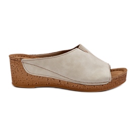 Bequeme Damen-Flip-Flops mit Keilabsatz Inblu NG000002 Beige