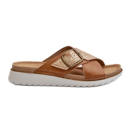 Bequeme Damen-Flip-Flops mit Schnalle Inblu CN000032 Camel braun