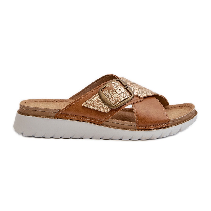 Bequeme Damen-Flip-Flops mit Schnalle Inblu CN000032 Camel braun