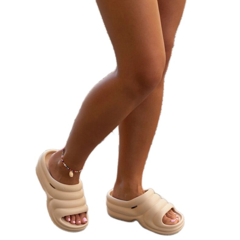 Dunkelbeige, massive Amina-Flip-Flops