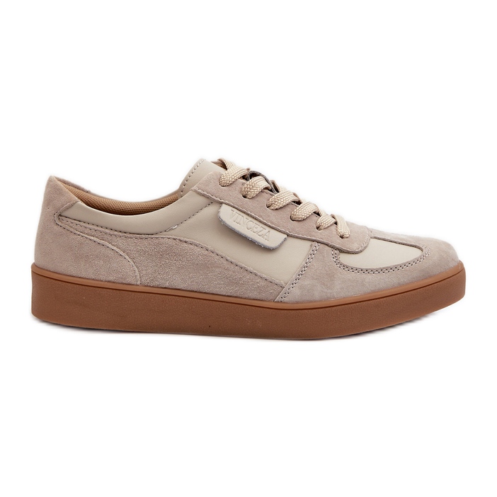 Damen-Ledersneakers Grau und Beige Vinceza 7333