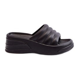Leichte Damen-Flip-Flops aus Schaumstoff mit Keilabsatz und Plateau, Black Tendrea schwarz