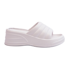 Leichte Damen-Flip-Flops aus Schaumstoff mit Keilabsatz und Plateau, weißes Tendrea