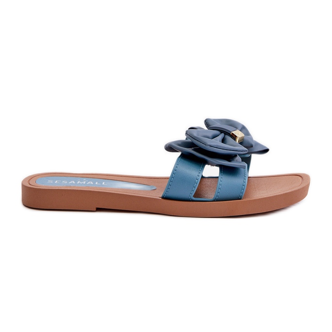 Blaue Damen-Flip-Flops mit Schleife Rivarina