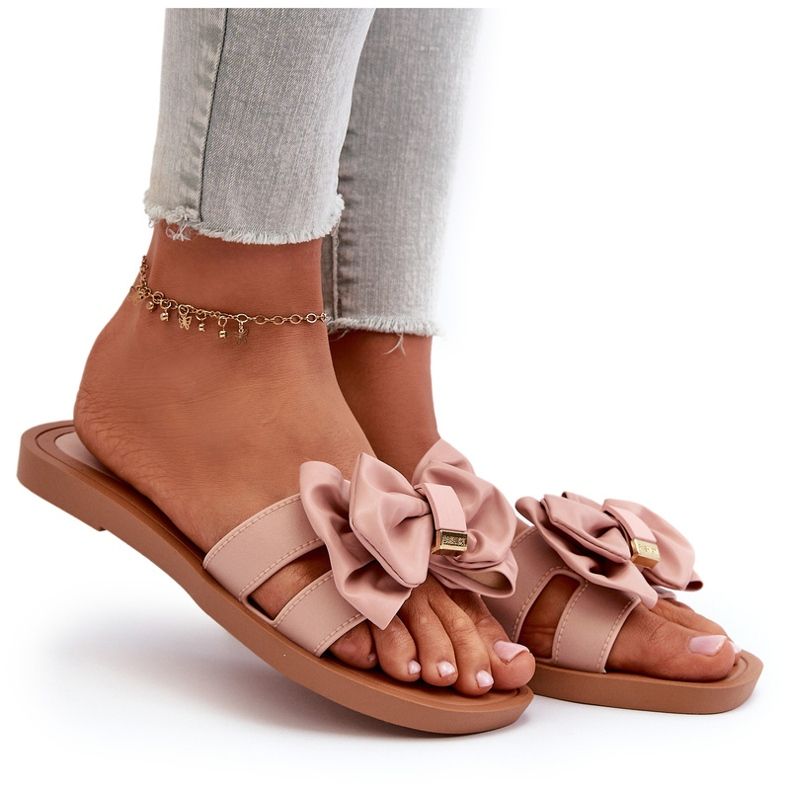 Damen-Flip-Flops mit Schleife, Rosa Rivarina