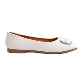 Damen-Ballerinas aus Öko-Leder mit Verzierung, Weiß Edoslli