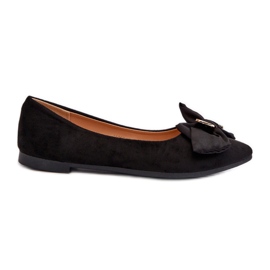 Damen-Ballerinas aus Öko-Wildleder mit Schleife und Brosche in Schwarz von Satris