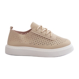 Beige Tanvi Openwork Sneakers auf der Plattform