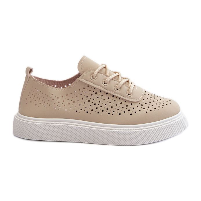 Beige Tanvi Openwork Sneakers auf der Plattform