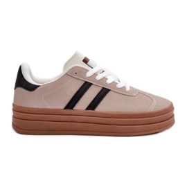 Damen-Plateau-Sneaker in Beige und Schwarz von Egelia