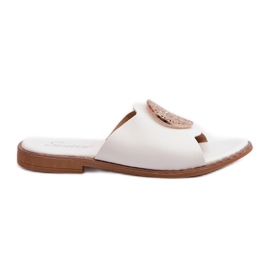 Damen-Flip-Flops mit flachem Absatz und Verzierung, Weiß Rivashea