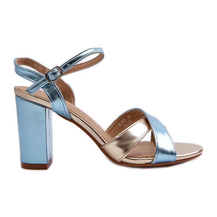 Abilica-Sandalen aus Öko-Leder mit hohem Absatz in Blau und Gold