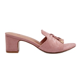 Damen-Flip-Flops mit High Heels aus Öko-Wildleder, Pink Jemenna rosa