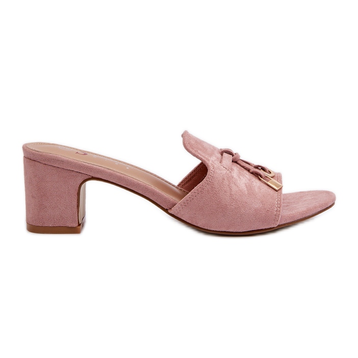 Damen-Flip-Flops mit High Heels aus Öko-Wildleder, Pink Jemenna rosa
