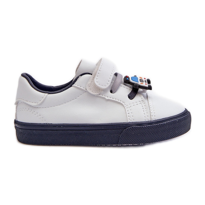 Kinder-Sneaker-Sneaker mit Anstecknadel, Weiß und Marineblau von Pennyn