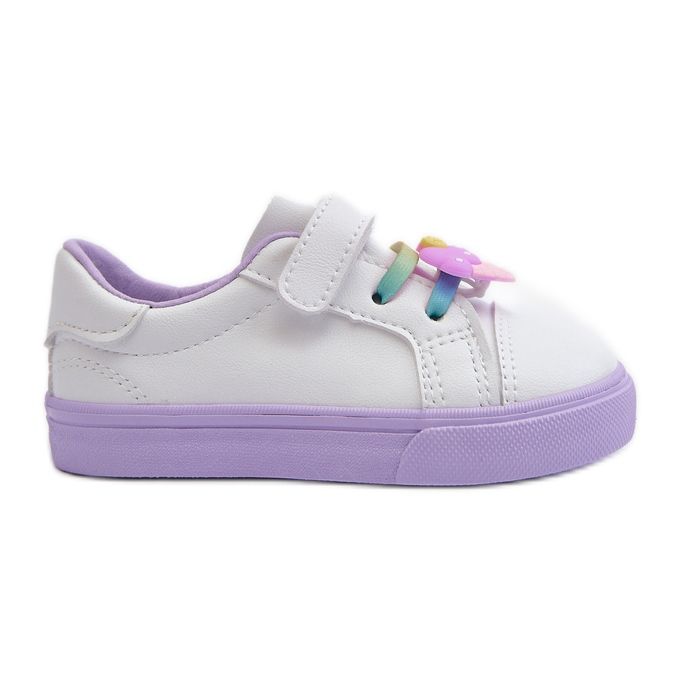 Kinder-Sneaker-Sneaker mit Anstecknadel, weiß und lila Pennyn violett
