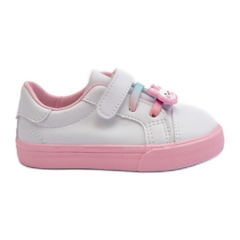 Kinder-Sneaker-Sneaker mit Anstecknadel, weiß und rosa Pennyn